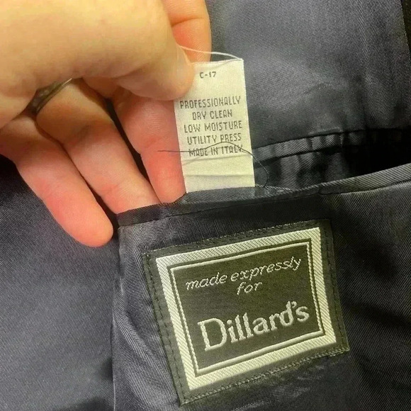 Riserva Made In Italy 100% Wool Blazer Sports Coat Mens 44R Black Pinstripe - Picture 11 of 11